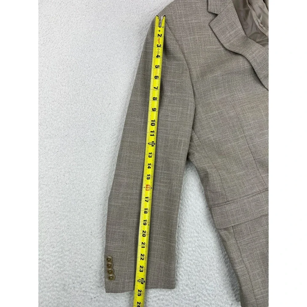 Michael Kors Blazer Mens 46R Beige Plaid Tweed Stretch Sport Coat 2 Button